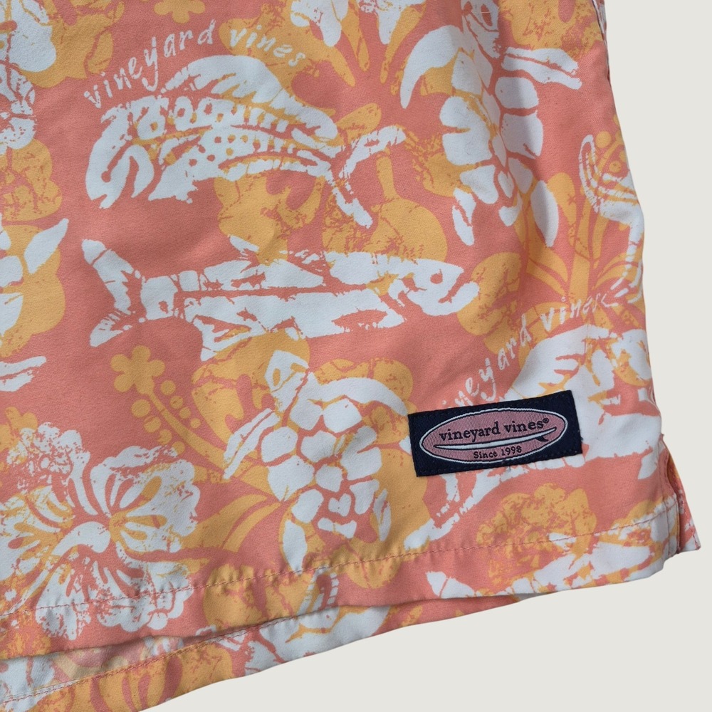 Vineyard Vines Swim Trunks Mens 2XL Pink Orange Tropical Fish Preppy Chappy 7"